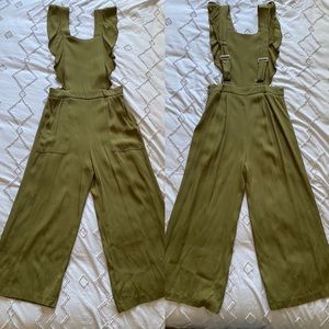 Zara olive culotte overall jumpsuit